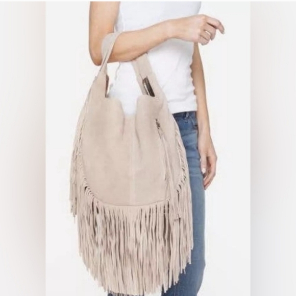 🥳SOLD🥳Johnny Was Elodie Laser Cut Suede Leather Fringe Shoulder Hobo Bag - Picture 15 of 15